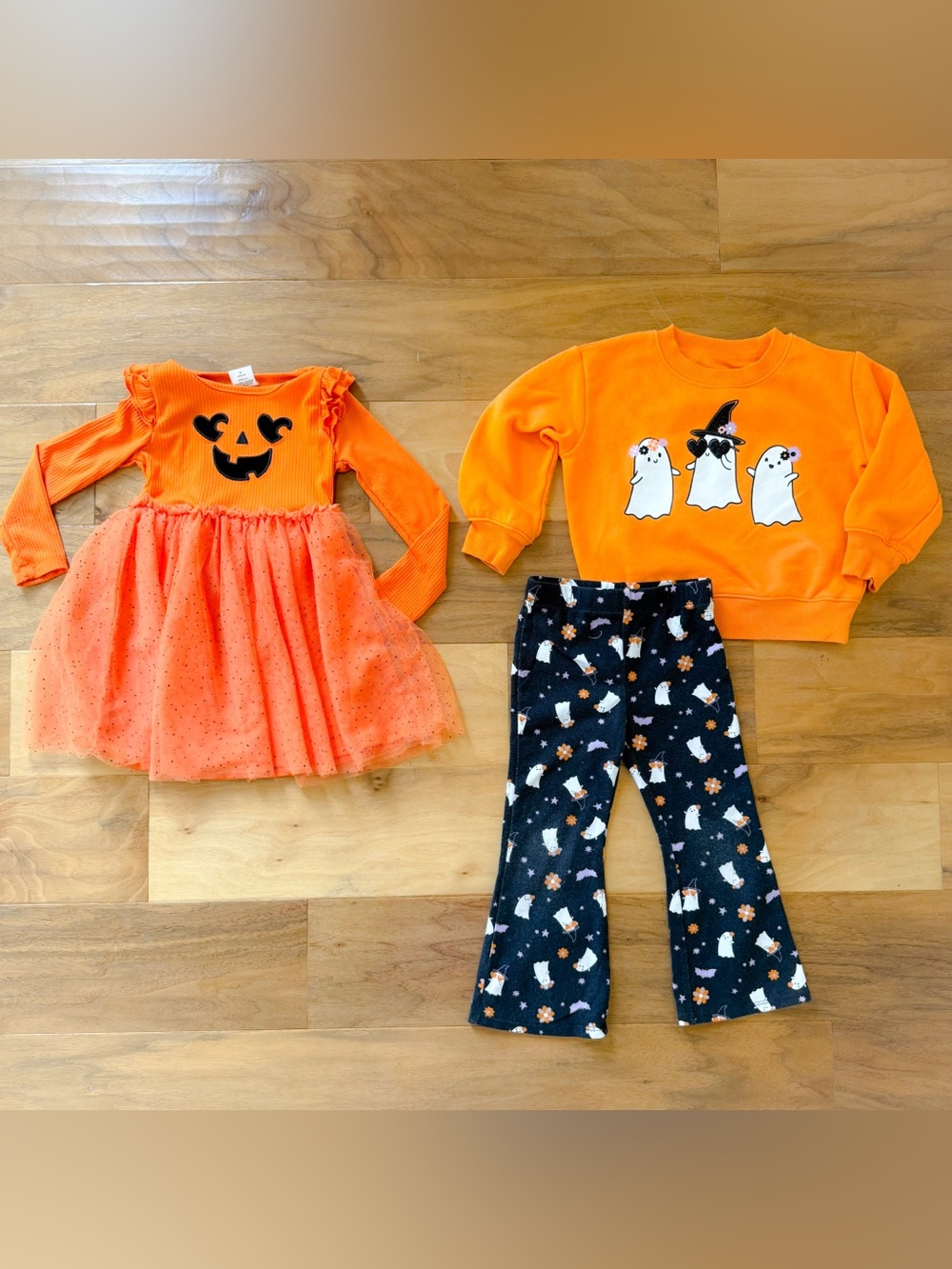 Two Halloween Outfits, Pumpkin Dress & Ghost 2-Piece, Size 3T, Great Condition!